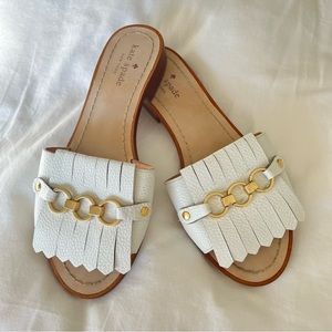 Kate Spade White Slides Sandals, Size 7.5